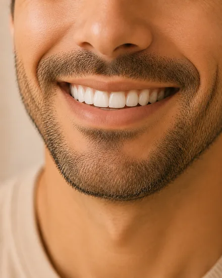 Sorriso em close, referência dos implantes dentários