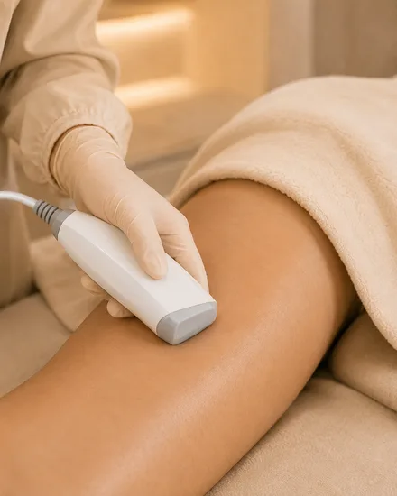 Pernas e braços relaxados em ambiente de spa, referência do lift corporal