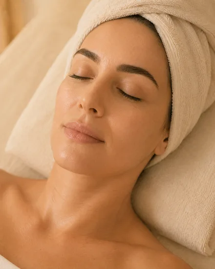 Cuidado facial em ambiente de spa, referência da limpeza de pele